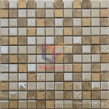 Luxury Golden Resin with Natural Marble Mosaic Tile (CS242)